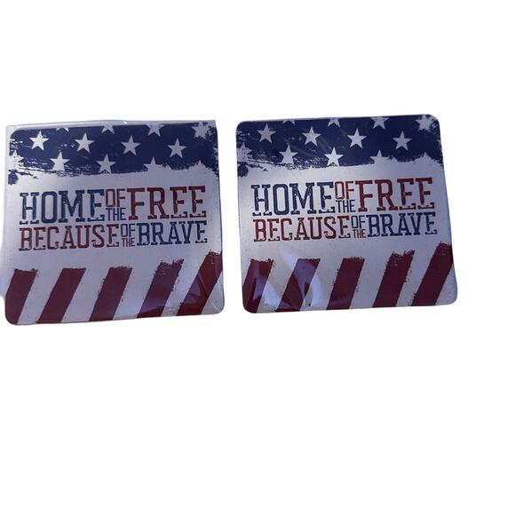VFW Patriotic Coasters‎ Home of the Free Because of the Brave Set of 2 - Picture 2 of 5